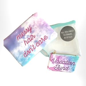 Cosmetic Bag Trio Messy Hair Don't Care Vacation Fund set of 3